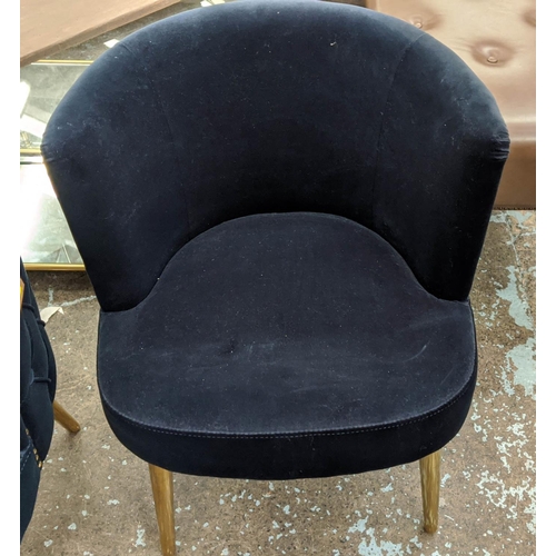 346 - TUB ARMCHAIRS, a pair, 59cm x 59cm x 76cm, 1950s Italian style, blue velvet with buttoned exterior. ... 