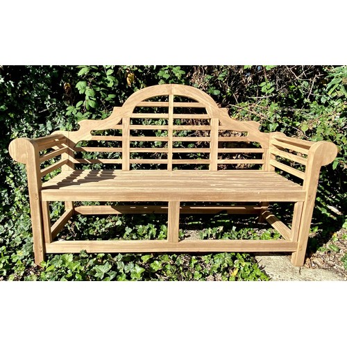 407 - AFTER EDWIN LUTYENS GARDEN BENCH, 163cm W, teak construction.