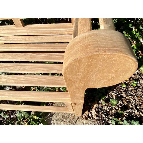 407 - AFTER EDWIN LUTYENS GARDEN BENCH, 163cm W, teak construction.