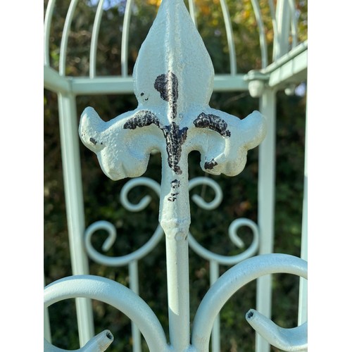 410 - ARCHITECTUAL GARDEN GATE, 250cm x 185cm x 38cm, Regency style, painted metal.