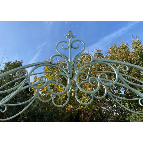 410 - ARCHITECTUAL GARDEN GATE, 250cm x 185cm x 38cm, Regency style, painted metal.