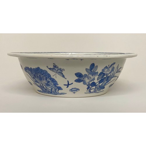 138 - BOWL, Chinese blue and white with cross hatch rim, 44cm diam.