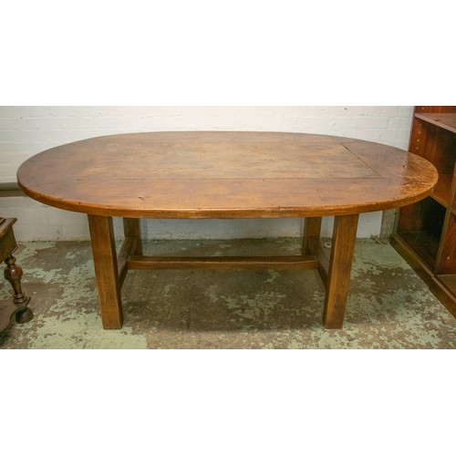 176 - OVAL REFECTORY TABLE, 129cm D x 200cm W x 78cm H, ash and elm.