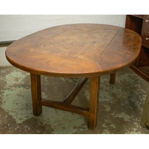 176 - OVAL REFECTORY TABLE, 129cm D x 200cm W x 78cm H, ash and elm.