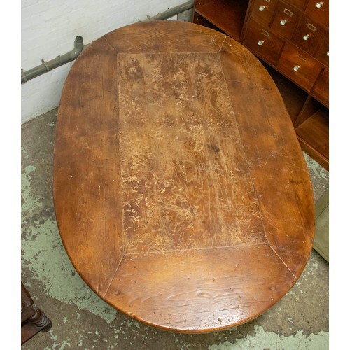 176 - OVAL REFECTORY TABLE, 129cm D x 200cm W x 78cm H, ash and elm.