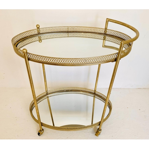 358 - MAISON JANSEN STYLE COCKTAIL TROLLEY, 87cm H x 78cm W x 47cm D, gilt metal.