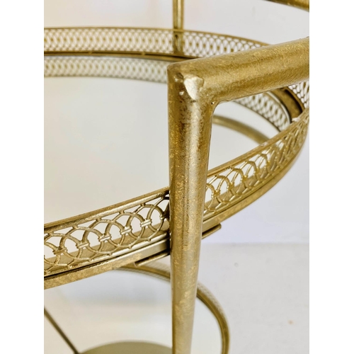 358 - MAISON JANSEN STYLE COCKTAIL TROLLEY, 87cm H x 78cm W x 47cm D, gilt metal.