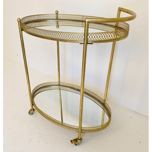 358 - MAISON JANSEN STYLE COCKTAIL TROLLEY, 87cm H x 78cm W x 47cm D, gilt metal.