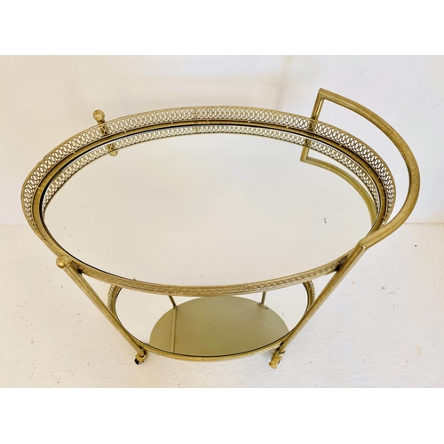 358 - MAISON JANSEN STYLE COCKTAIL TROLLEY, 87cm H x 78cm W x 47cm D, gilt metal.