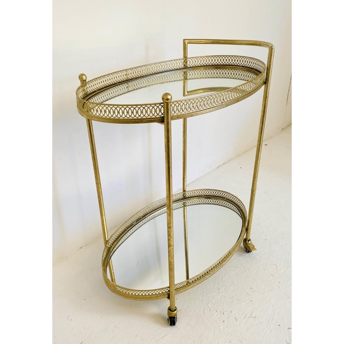 358 - MAISON JANSEN STYLE COCKTAIL TROLLEY, 87cm H x 78cm W x 47cm D, gilt metal.