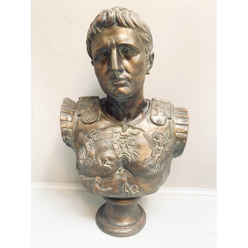 379 - BUST OF CAESAR, 60cm x 39cm, bronzed finish.