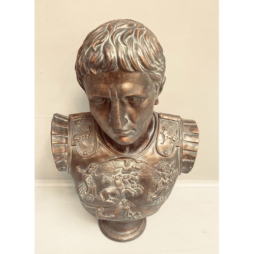 379 - BUST OF CAESAR, 60cm x 39cm, bronzed finish.