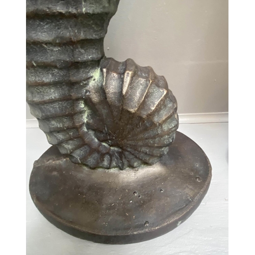 400 - SCULPTURAL SEA HORSES, a pair, 82cm x 30cm x 20cm, bronzed finish. (2)