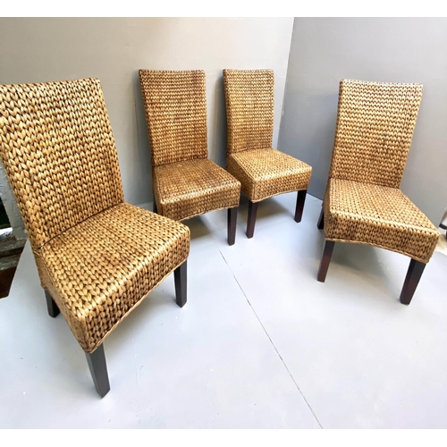 401 - DINING CHAIRS, a set of four, woven sea grass design. (4)