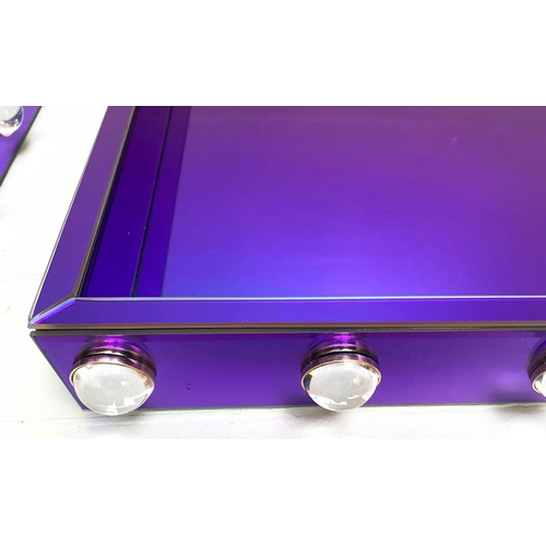 403 - COCKTAIL TRAYS, a pair, electric blue mirrored glass, 7x53x43. (2)