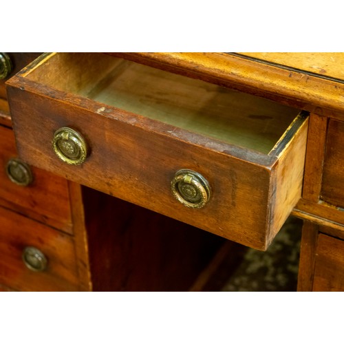 187 - PEDESTAL DESK, 91cm W x 73cm H x 57cm D 19th century mahogany with nine drawers.