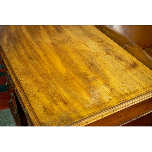 187 - PEDESTAL DESK, 91cm W x 73cm H x 57cm D 19th century mahogany with nine drawers.