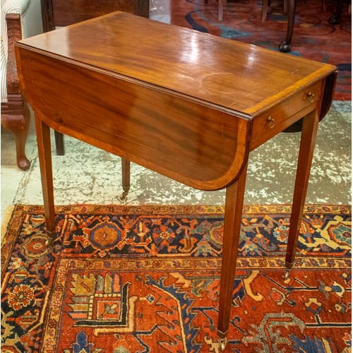 188 - PEMBROKE TABLE, 90cm W open x 72cm H x 81cm D George III mahogany, satinwood banded and line inlaid ... 