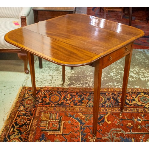 188 - PEMBROKE TABLE, 90cm W open x 72cm H x 81cm D George III mahogany, satinwood banded and line inlaid ... 