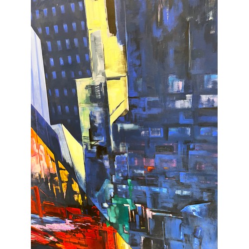 52 - TARK BUTLER (20th century British) 'City Scape', oil on canvas, signed and dated Tark 93, 152cm x 15... 