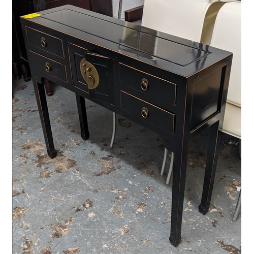 298 - CHINESE SHANXI STYLE CONSOLE TABLE, 95cm x 28cm x 84cm ebonised finish.