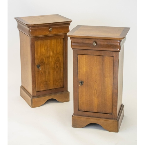 191 - BEDSIDE CABINETS, 72cm H x 41cm W x 35cm D, two Louis Philippe style cherrywood, each with drawer an... 