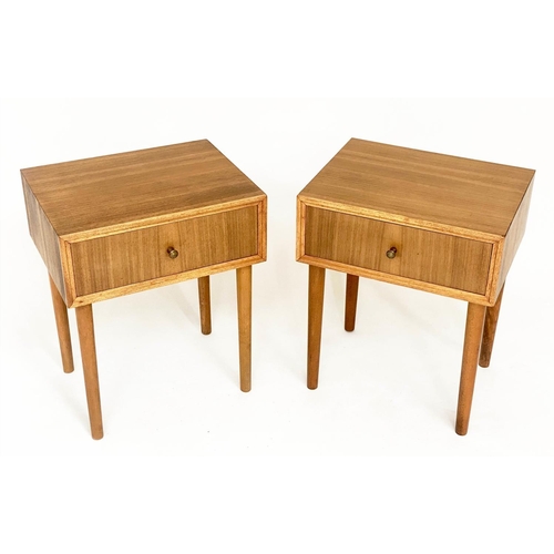 488 - UNIFLEX LOW TABLES, a pair, 1970s teak each with frieze drawer and splay tapering supports, 46cm W x... 