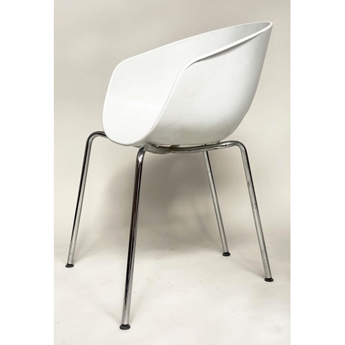 485 - SINTESSI HIREK ORBIT CHAIRS, a set of four white on chrome supports, 55cm W. (4)