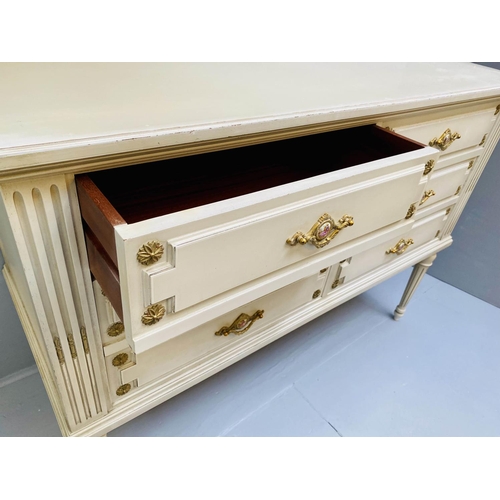 469 - CHEST OF DRAWERS, 125cm x 52cm x 90cm, French style, neutral finish with gilt accents, six drawers, ... 