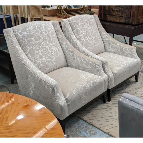 476 - ARMCHAIRS, a pair, neutral fabric upholstered, 75cm x 82cm x 90cm. (2)