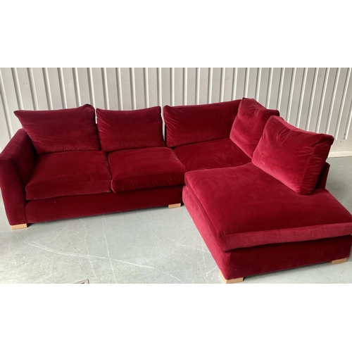 365 - SOFA & STUFF WADENHOE CORNER SOFA, 264cm W x 207cm D, L shaped, in crimson red upholstered.