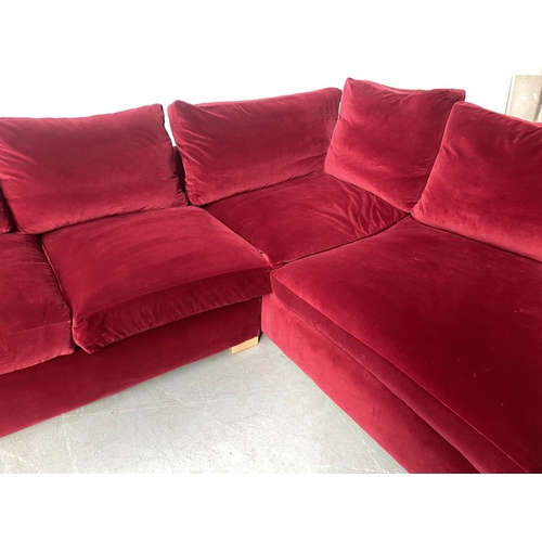 365 - SOFA & STUFF WADENHOE CORNER SOFA, 264cm W x 207cm D, L shaped, in crimson red upholstered.