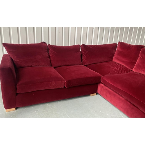 365 - SOFA & STUFF WADENHOE CORNER SOFA, 264cm W x 207cm D, L shaped, in crimson red upholstered.