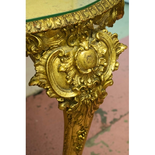 193 - KIDNEY SHAPED DRESSING TABLE, Rococo style gilt with triple mirror, glass cover and stool, mirror, 8... 