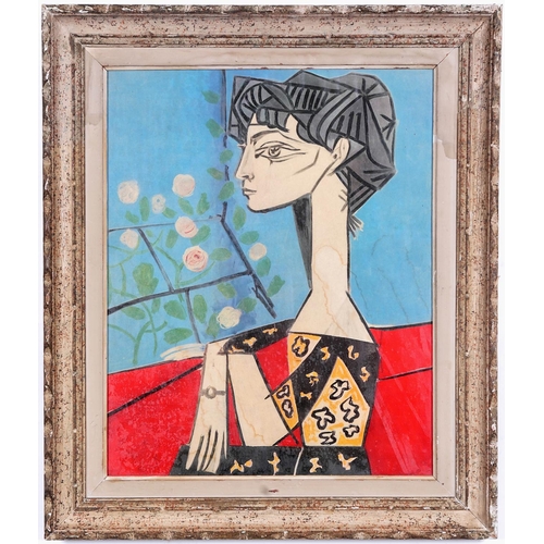 39 - PABLO PICASSO, Portrait of Jacqueline, offset lithograph, 55.5cm x 44.5cm, vintage French frame.