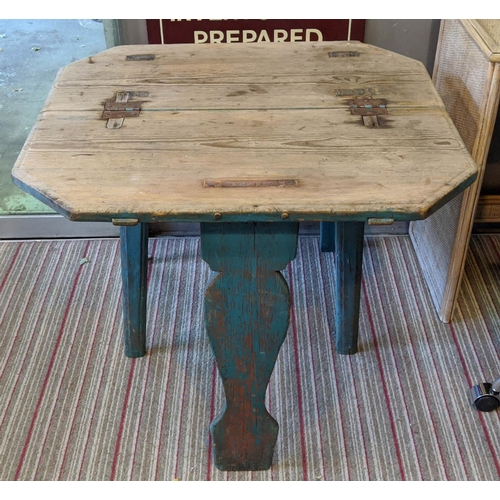 157 - SWEDISH METAMORPHIC BORDSTOL CHAIR, 81cm wide x 129cm tall, early 19th century painted pine.