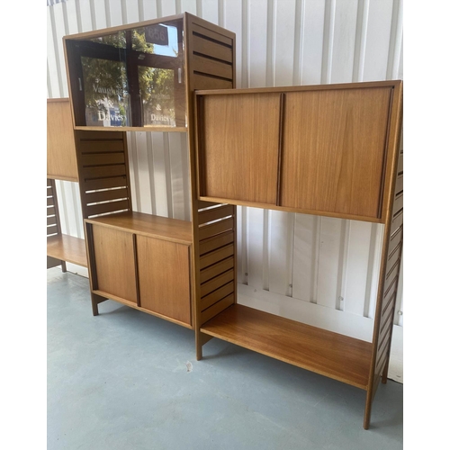 405 - LADDERAX SHELVING, approx. 164cm H x 270cm W x 36cm D, 1960's teak, for Staples, comprising four upr... 