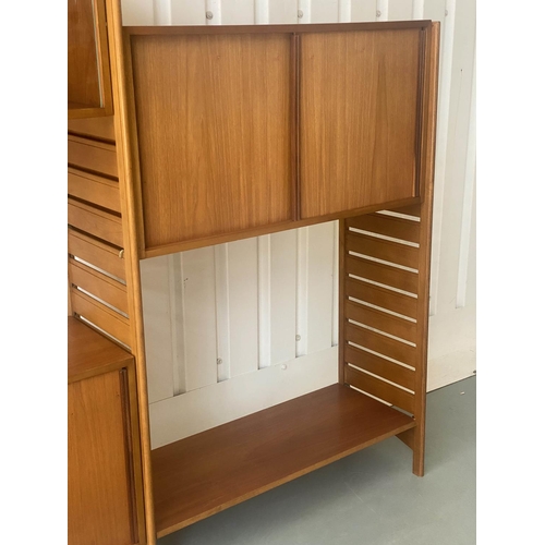 405 - LADDERAX SHELVING, approx. 164cm H x 270cm W x 36cm D, 1960's teak, for Staples, comprising four upr... 