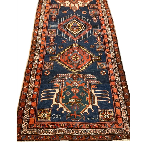 94 - ANTIQUE PERSIAN HERIZ RUNNER, 340cm x 95cm.