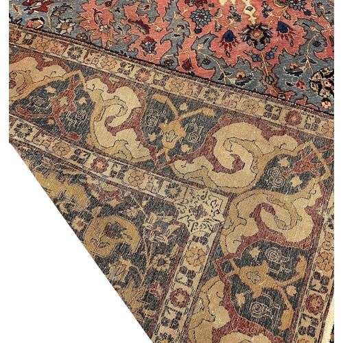 92 - ANTIQUE PERSIAN TABRIZ CARPET, 360cm x 245cm, petag design.