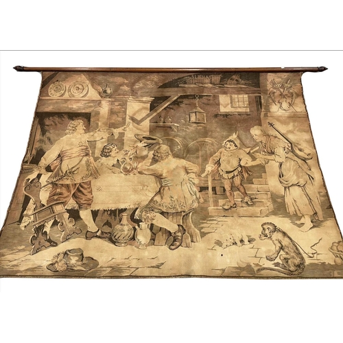 90 - ANTIQUE TAPESTRY WALL HANGING, 185cm x 142cm.