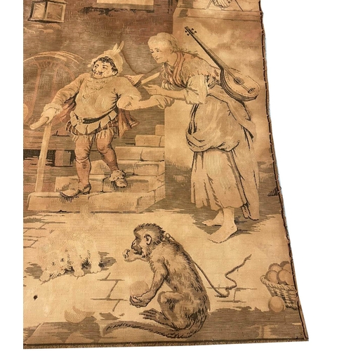 90 - ANTIQUE TAPESTRY WALL HANGING, 185cm x 142cm.