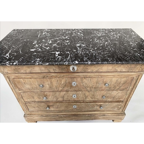 207 - COMMODE, 19th century French Louis Philippe figured walnut and silvered metal mounted, with four lon... 