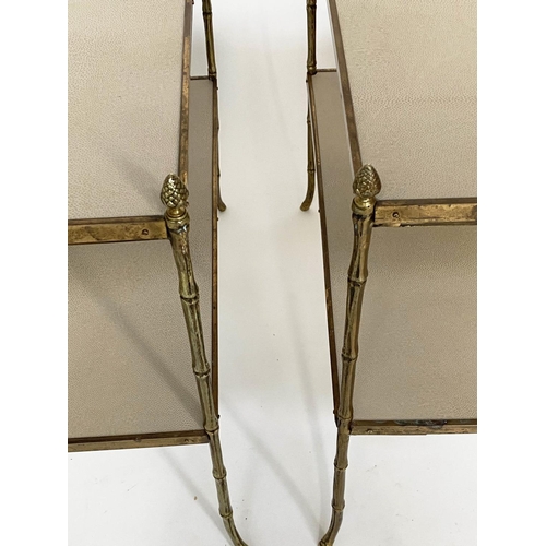 229 - ETAGERES, a pair, 65cm x 45cm x 59cm H, Regency design, two tier, tooled leather shelves and faux ba... 