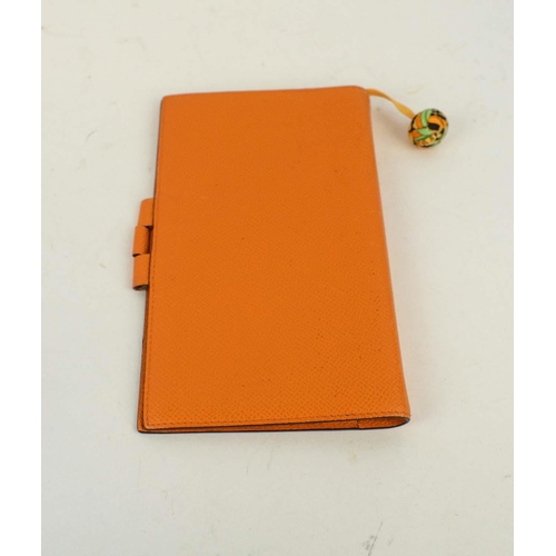 HERMES AGENDA COVER, signature orange leather with two pockets and hook for  refill, place on side fo