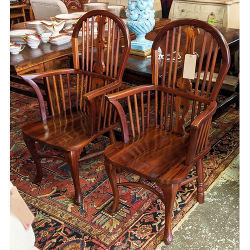 146 - WINDSOR ARMCHAIRS, 110cm H x 60cm W, a pair, Georgian style hardwood. (2)