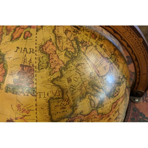 147 - TERRESTRIAL GLOBE DRINKS CABINET, 71cm W x 107cm H, antique style with rotating drinks compartment.