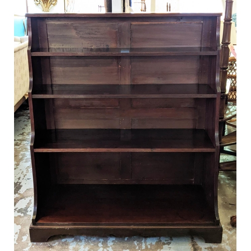 178 - GEORGE III WATERFALL DWARF BOOKCASE, 110cm W x 127cm H x 45cm D mahogany enclosing shelves with a br... 