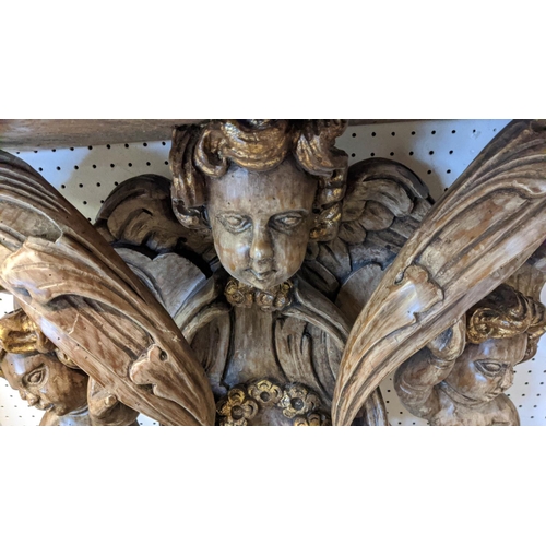 213 - CONSOLE TABLE, 74cm x 31cm x 89cm H, 18th century Italian style carved wood by William Switzer.