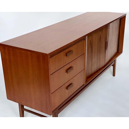 304 - AUSTIN SUITE SIDEBOARD, 1970s teak with three short drawers and pair of tambour doors and tapering s... 